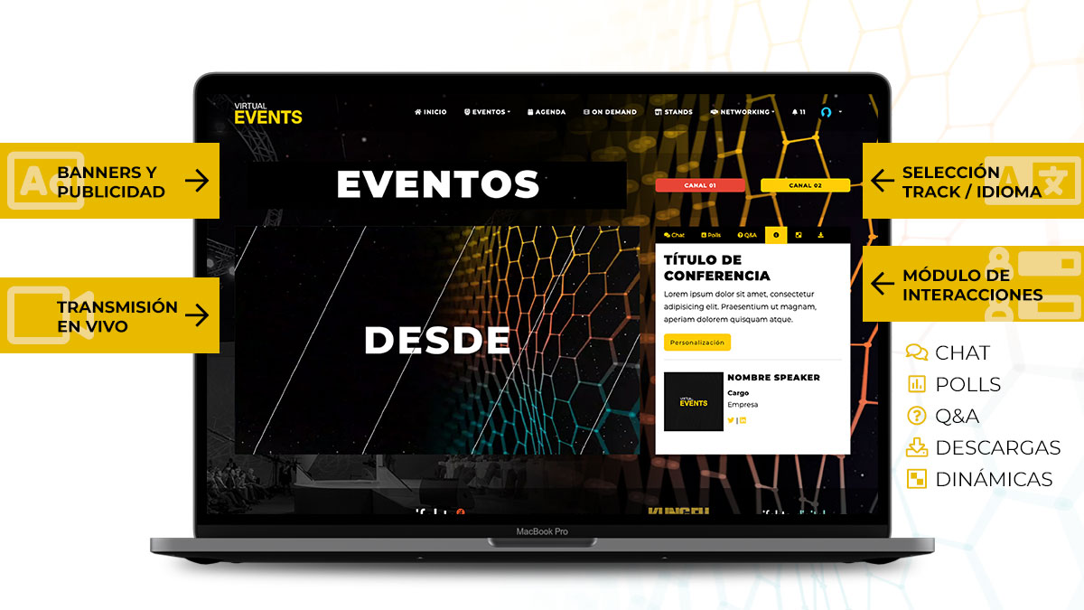 Interfaz de Usuario (UI) de Virtual Events